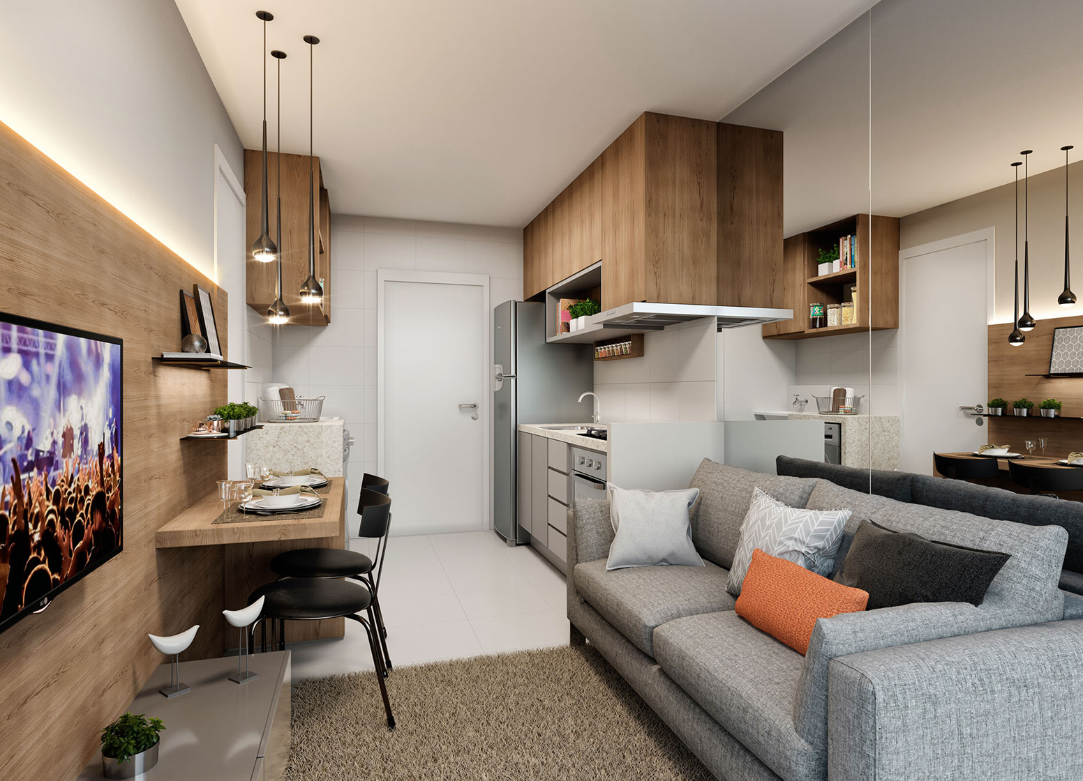 Living - Perspectiva Ilustrada  - Plano&amp;Reserva Vila Andrade