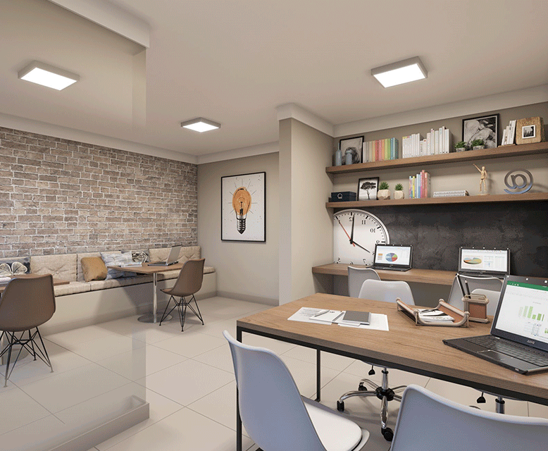 Sala de Estudos - Perspectiva Ilustrada - Plano&amp;Estação Santo Amaro