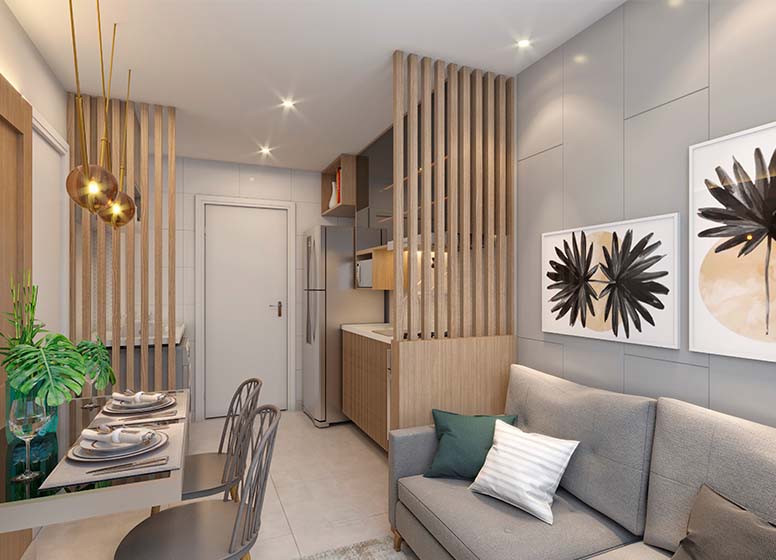 Living (Torre A finais 3 e 7 | Torre B finais 6 e 12) - Perspectiva Ilustrada