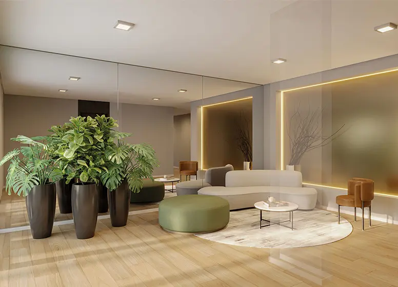 Lobby Residencial - Perspectiva Ilustrada - Ubiatans
