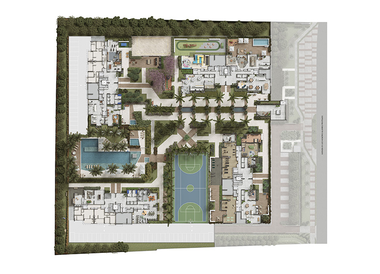Implantação 1º Pavimento - Perspectiva Ilustrada