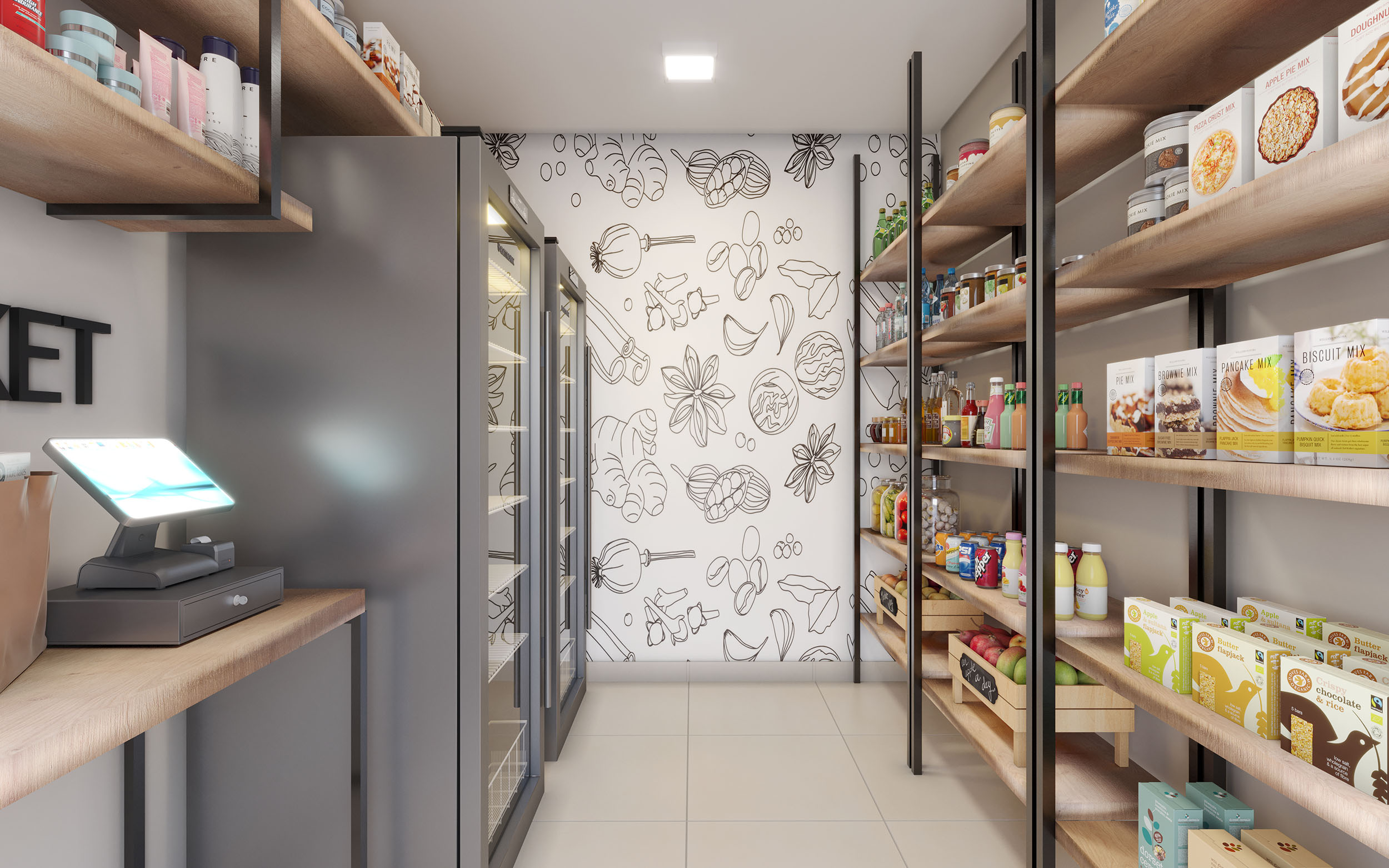 Mini Mercado  - Perspectiva Ilustrada (As áreas que são entregues equipadas constam expressamente no Memorial Descritivo. A área ilustrada é uma sugestão de uso e depende de contratação do serviço/infraestrutura/decoração pelo condomínio) image number 10