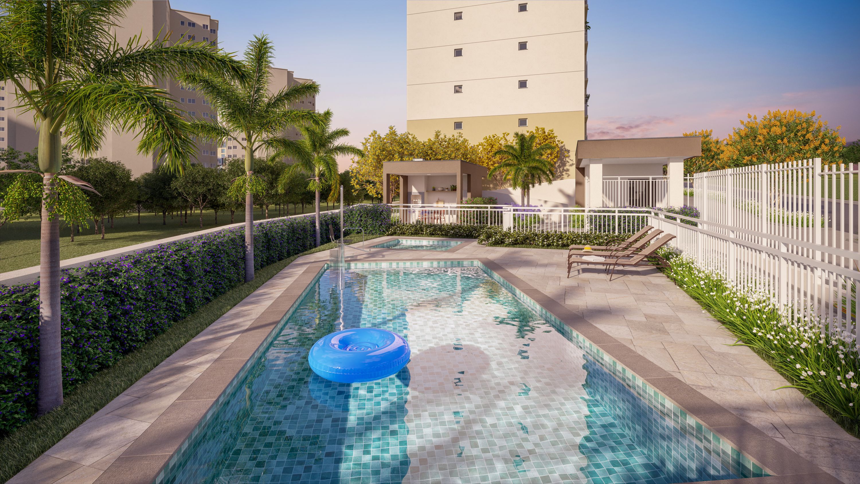 Piscina - Perspectiva Ilustrada - Plano&amp;Mais Interlagos - Reserva
