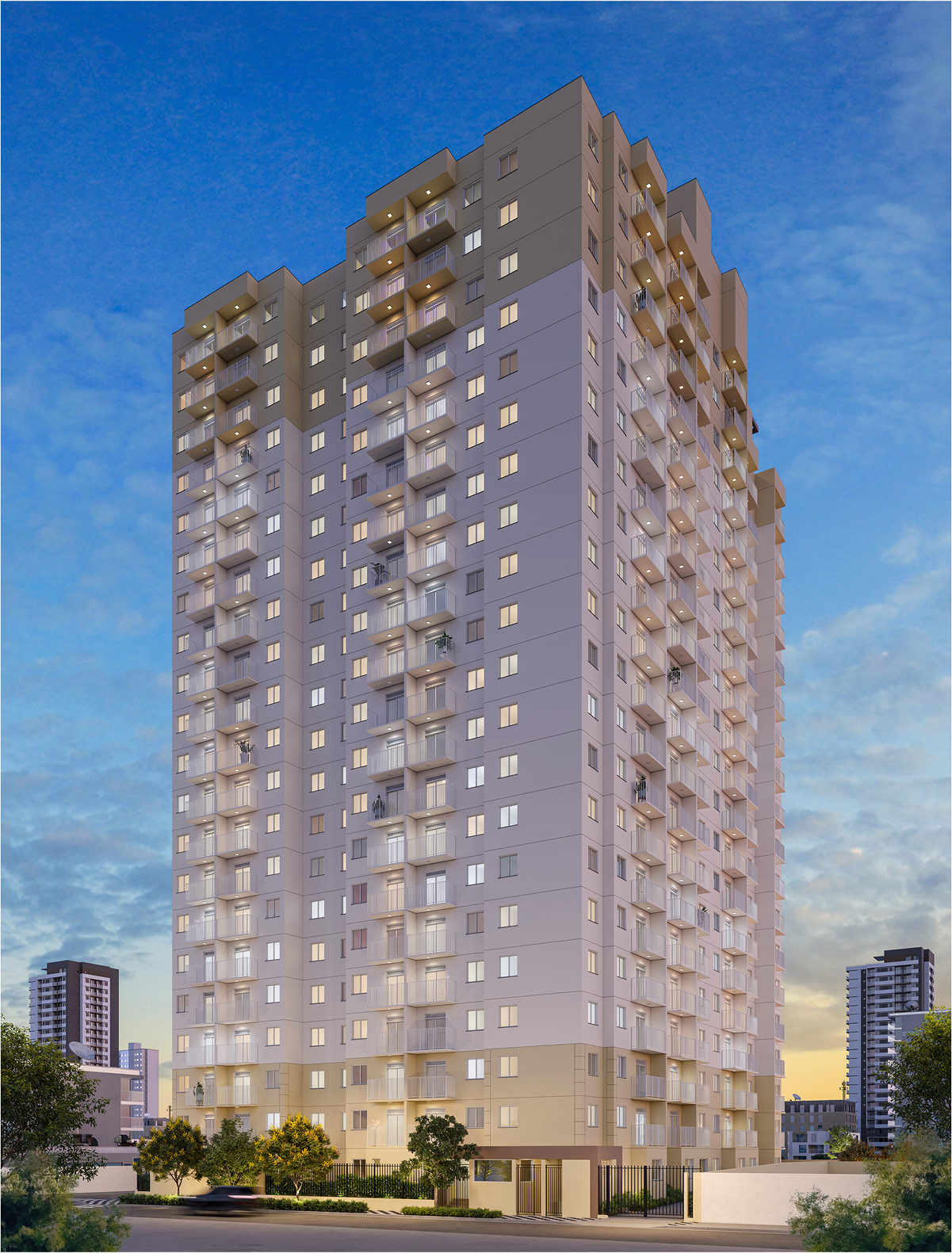 Fachada - Perspectiva Ilustrada  - Centro&amp;Santa Cecília