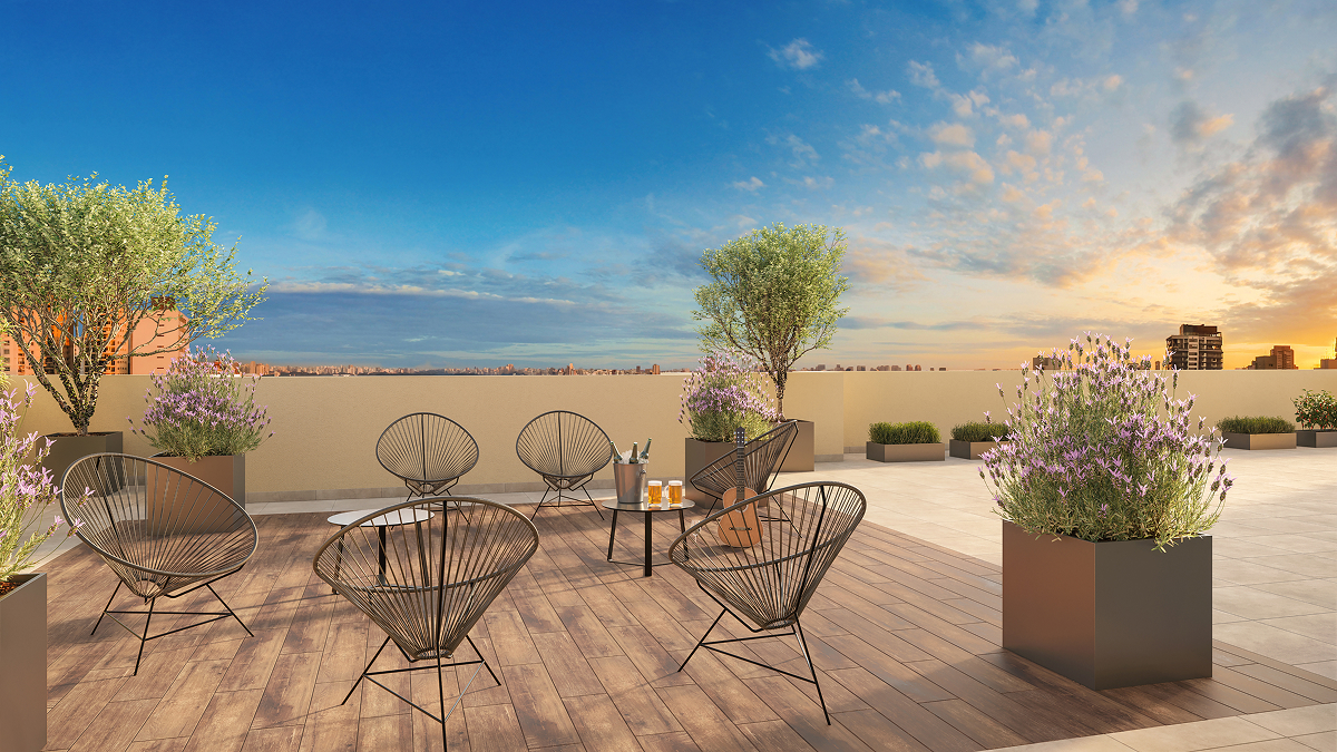 Lounge Rooftop - Perspectiva Ilustrada - Centro&amp;Santa Cecília