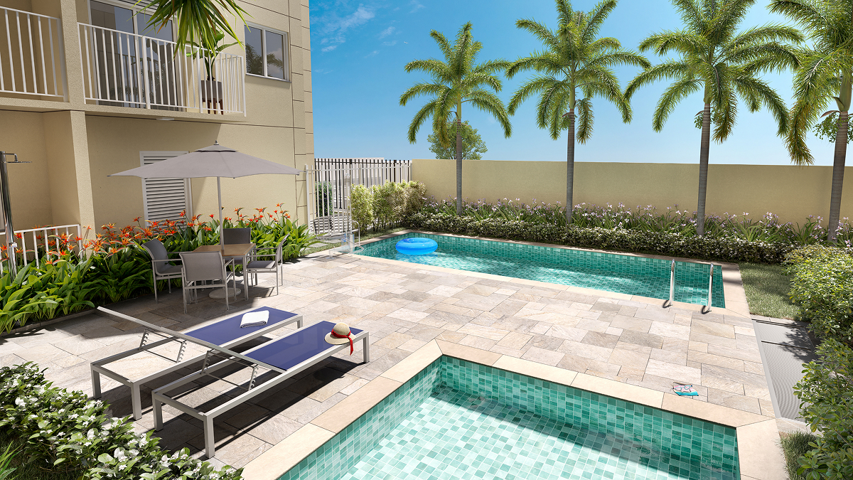 Piscina - Perspectiva Ilustrada  - Centro&amp;Santa Cecília