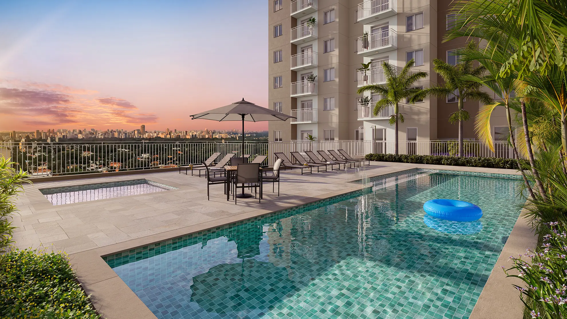 Piscina - Perspectiva Ilustrada - Plano&amp;Alto Morumbi