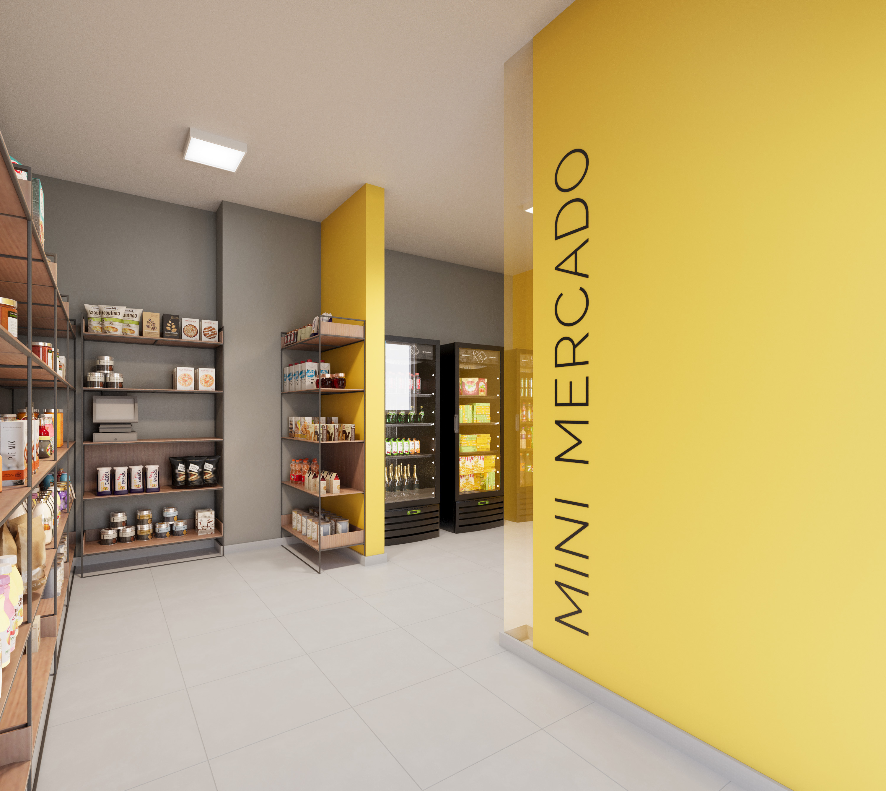 Mini Mercado - Perspectiva Ilustrada (As &aacute;reas que s&atilde;o entregues equipadas constam expressamente no Memorial Descritivo. A &aacute;rea ilustrada &eacute; uma sugest&atilde;o de uso e depende de contrata&ccedil;&atilde;o do servi&ccedil;o/infraestrutura/decora&ccedil;&atilde;o pelo condom&iacute;nio) image number 13