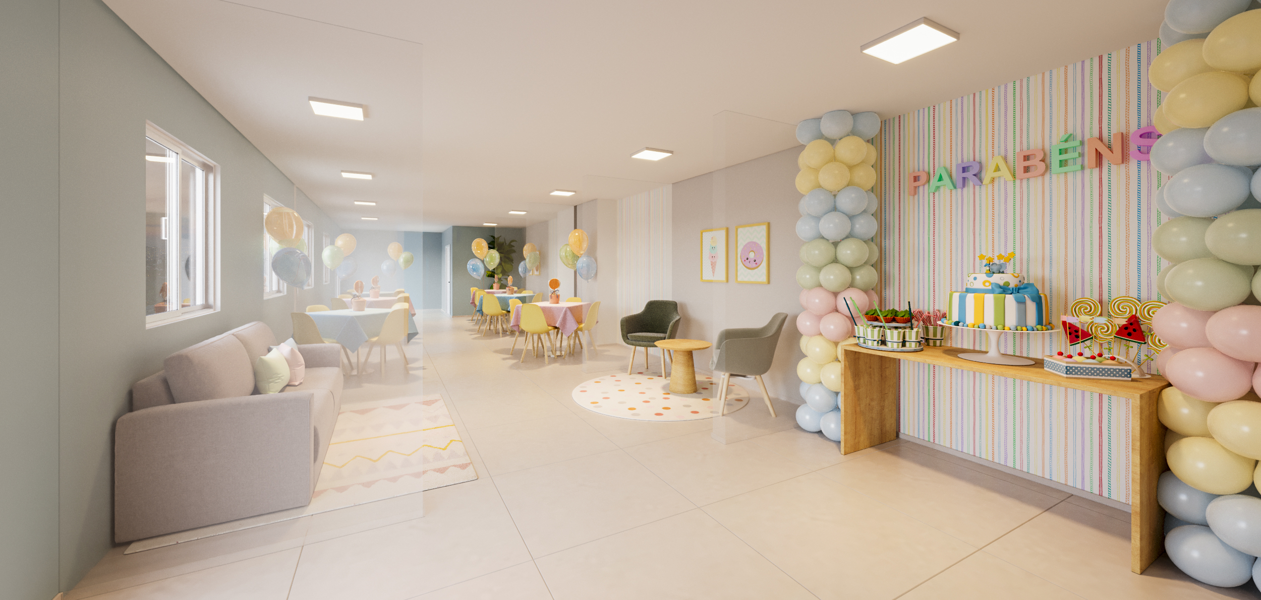 Sal&atilde;o de Festas Infantil - Perspectiva Ilustrada image number 17