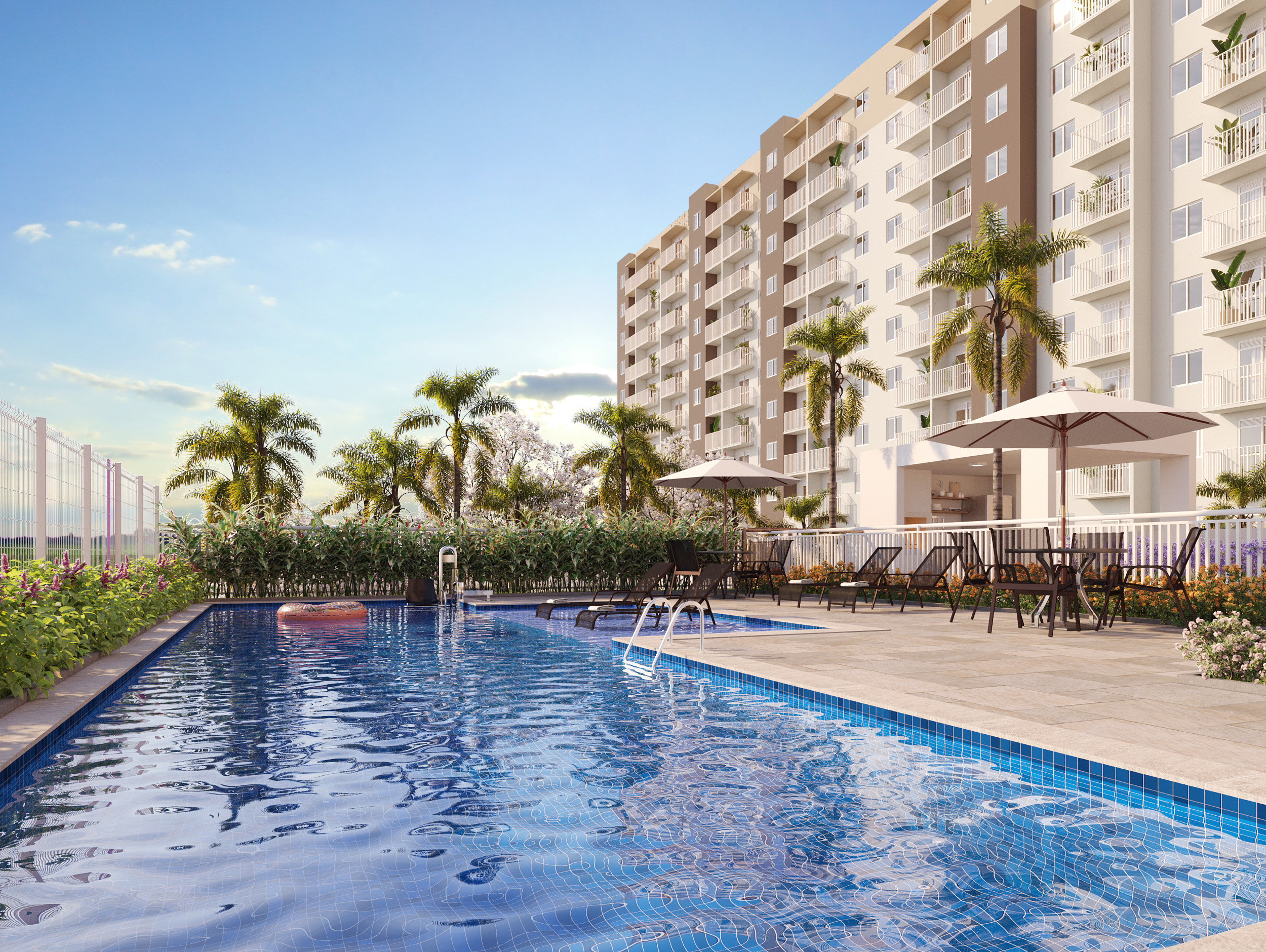 Piscina - Perspectiva Ilustrada  - Plano&amp;Raízes das Mercês