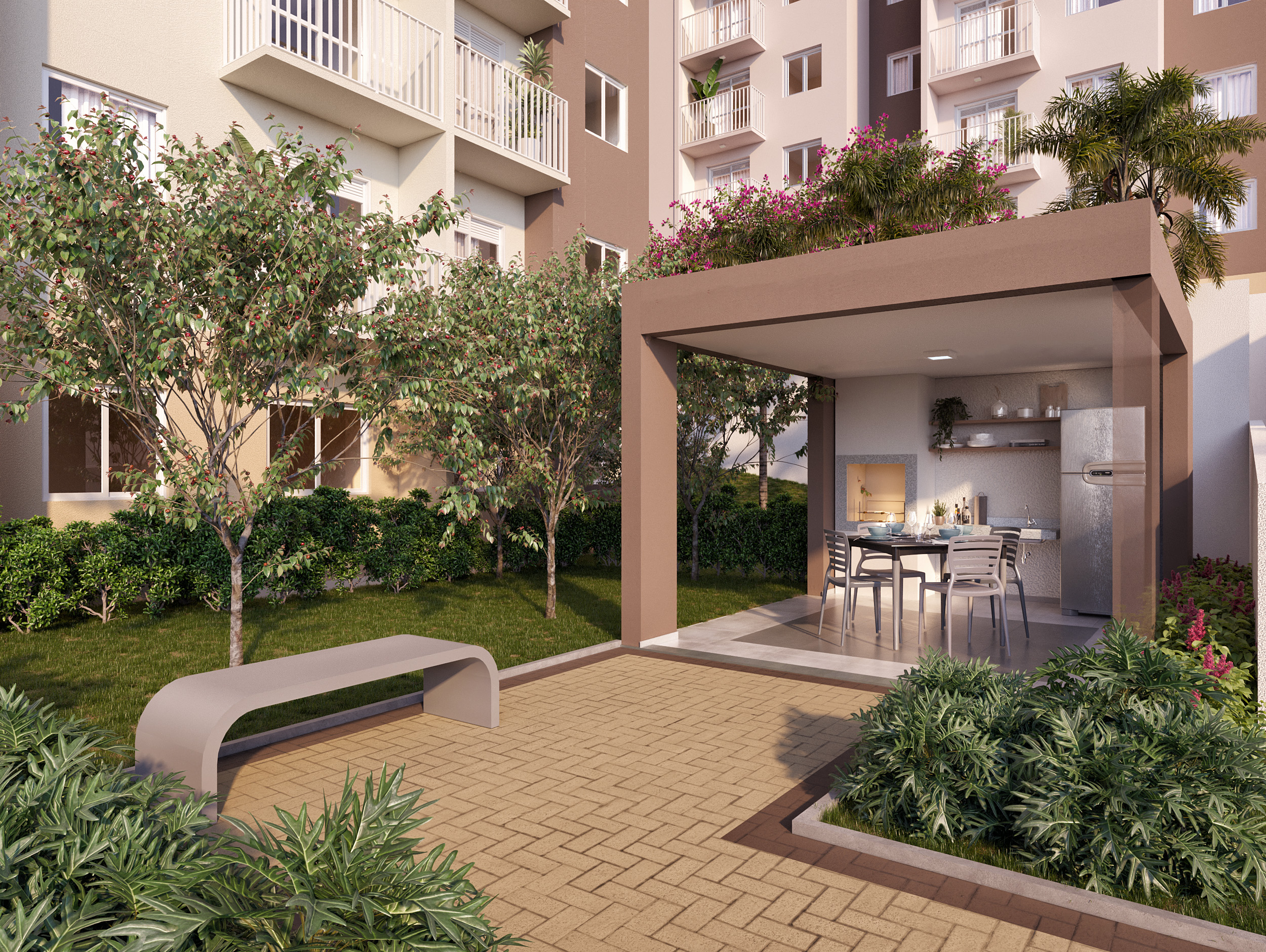 Churrasqueira - Perspectiva Ilustrada  - Plano&amp;Raízes das Mercês