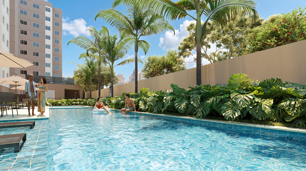 Piscina - Perspectiva Ilustrada - Plano&amp;Caminhos do Jaçanã