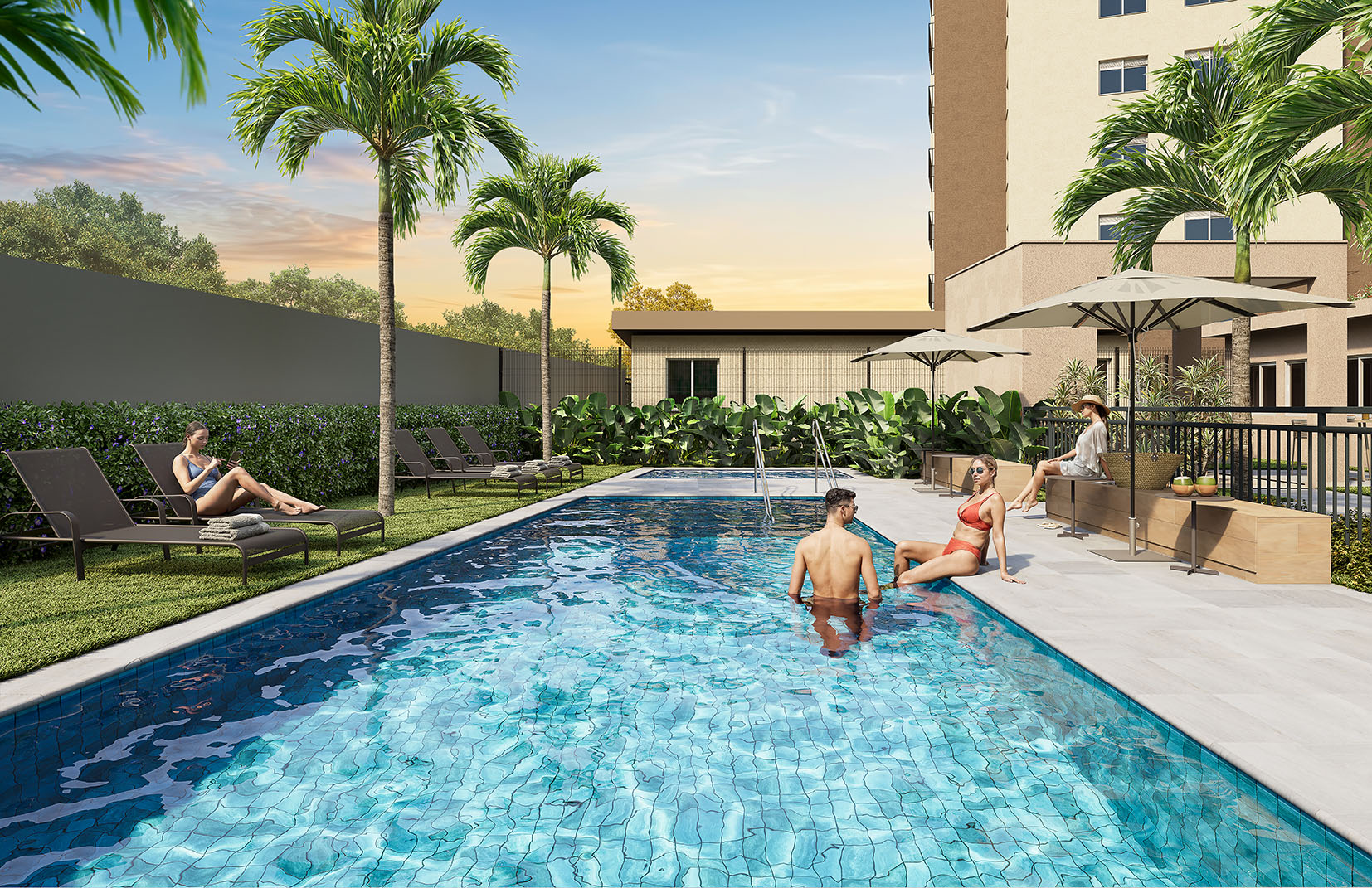 Piscina - Flora - Perspectiva Ilustrada - Plano&amp;Praça Pirituba