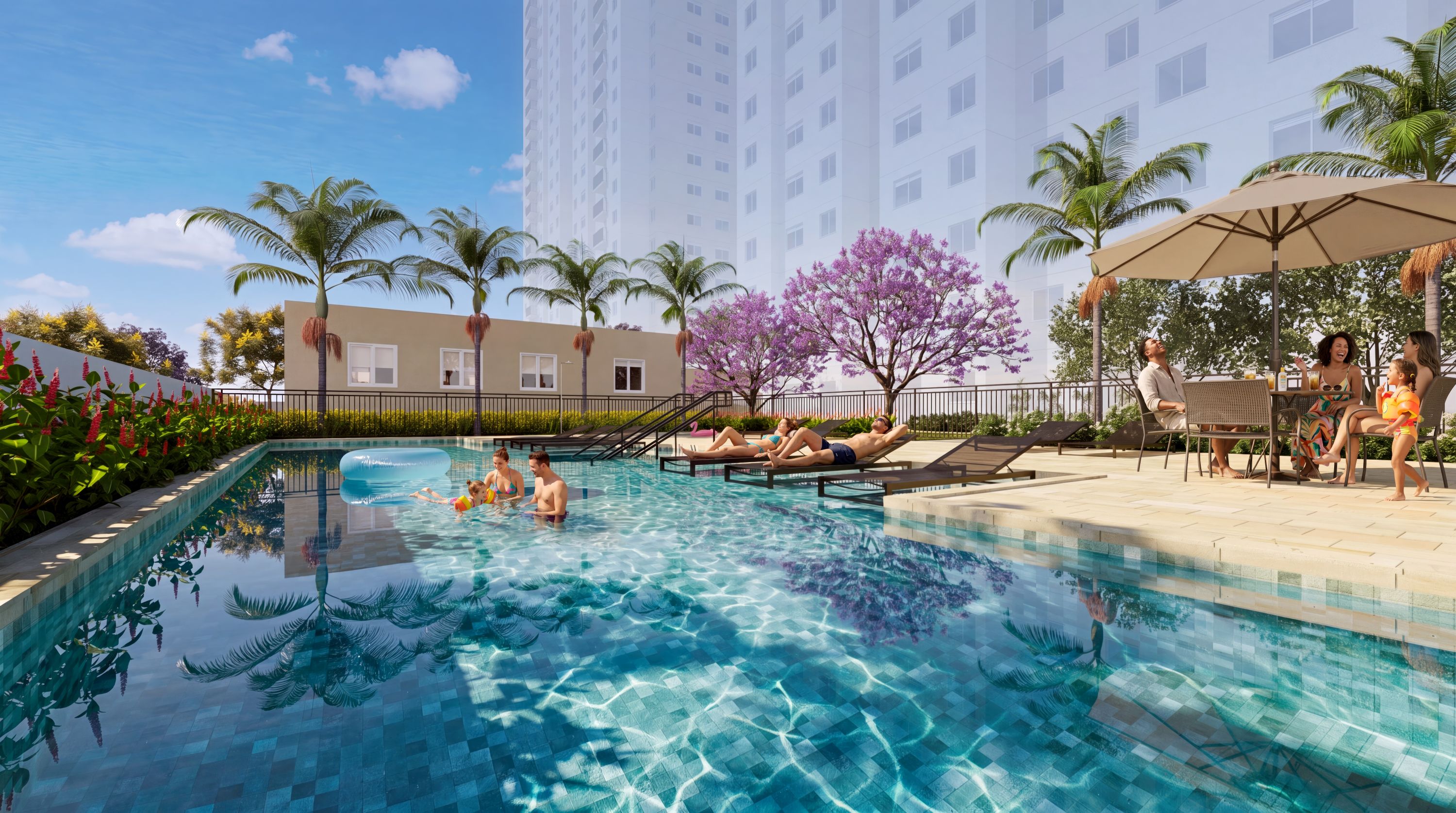 Piscina - Perspectiva Ilustrada - Jardim das Origens